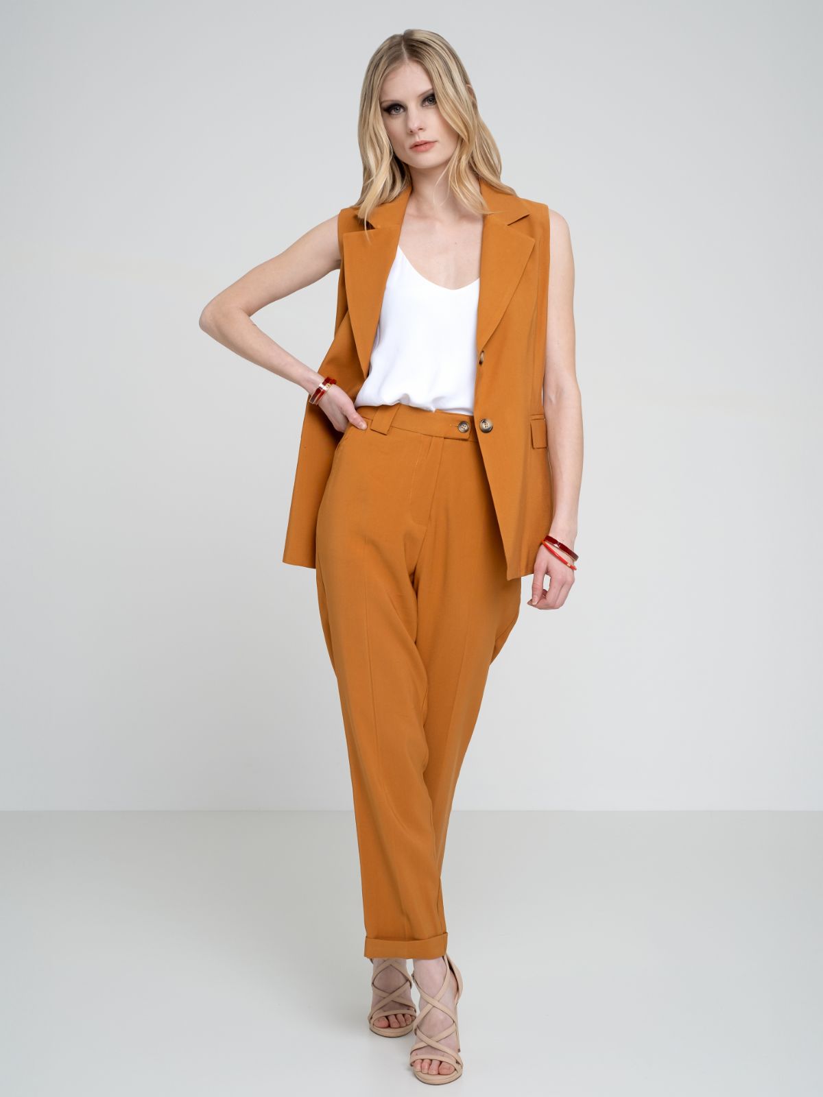 Pantalone in viscosa curry