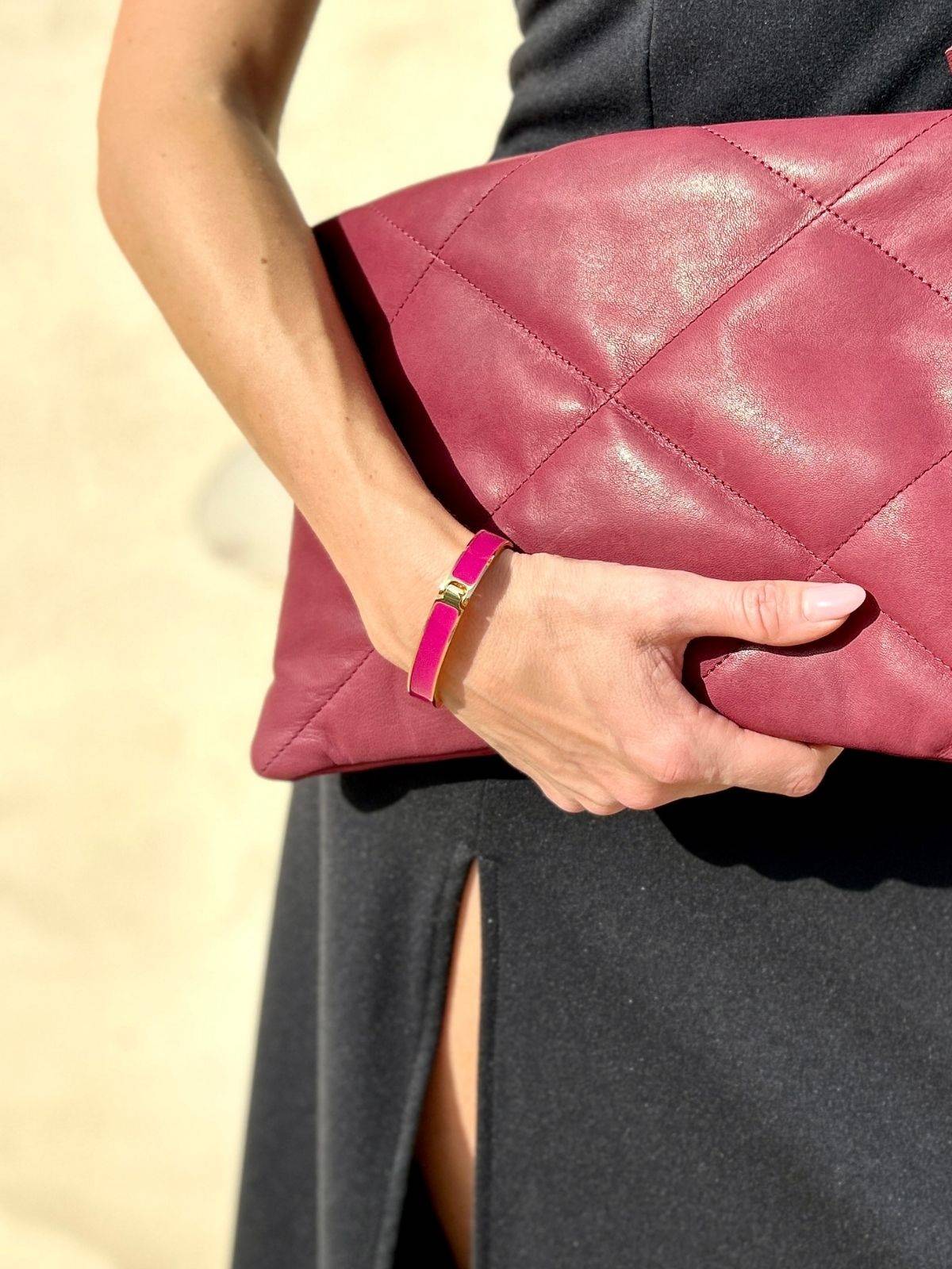 Bracciale mini con cerniera fucsia