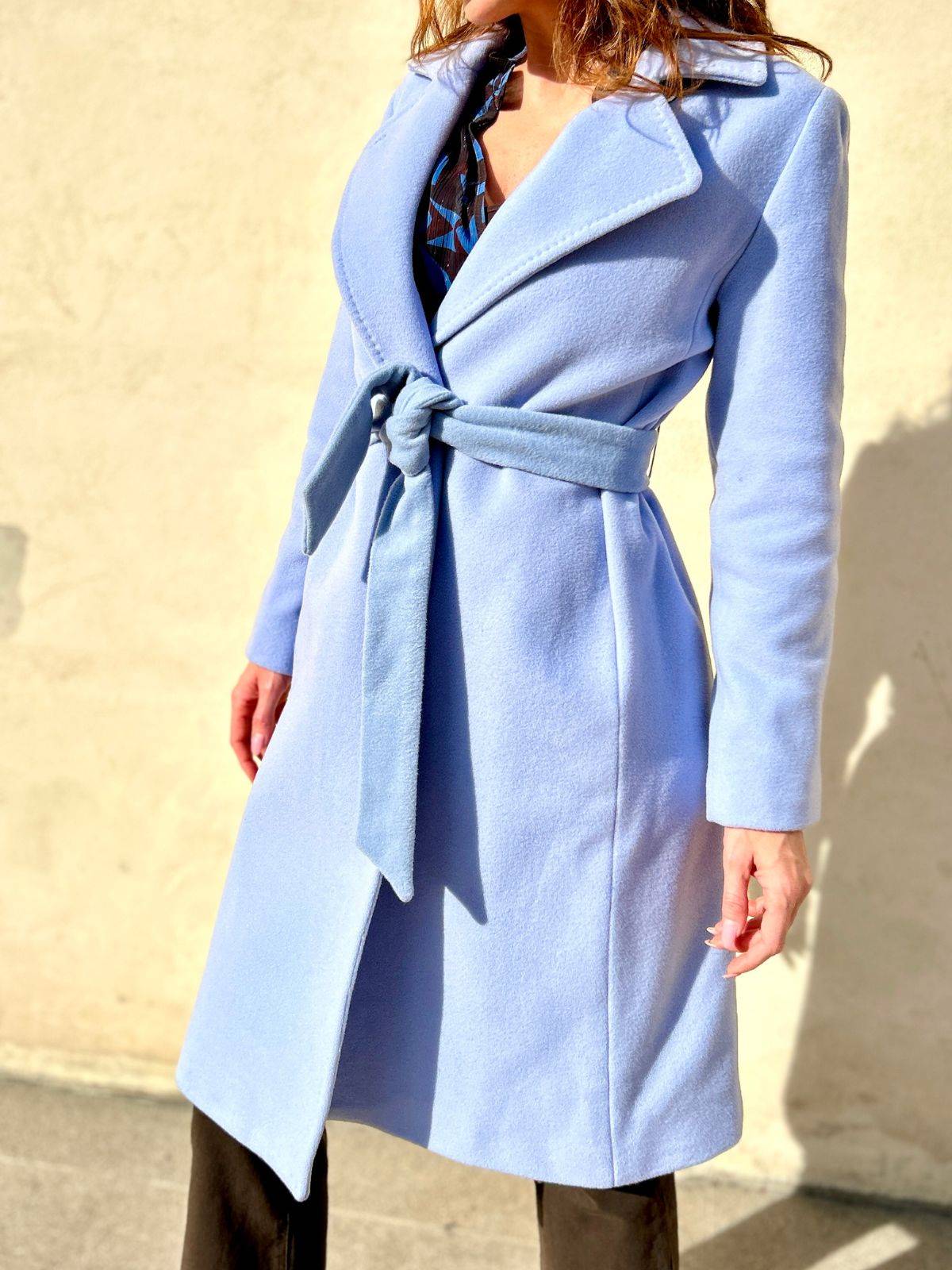 Cappotto sartoriale in lana azzurro