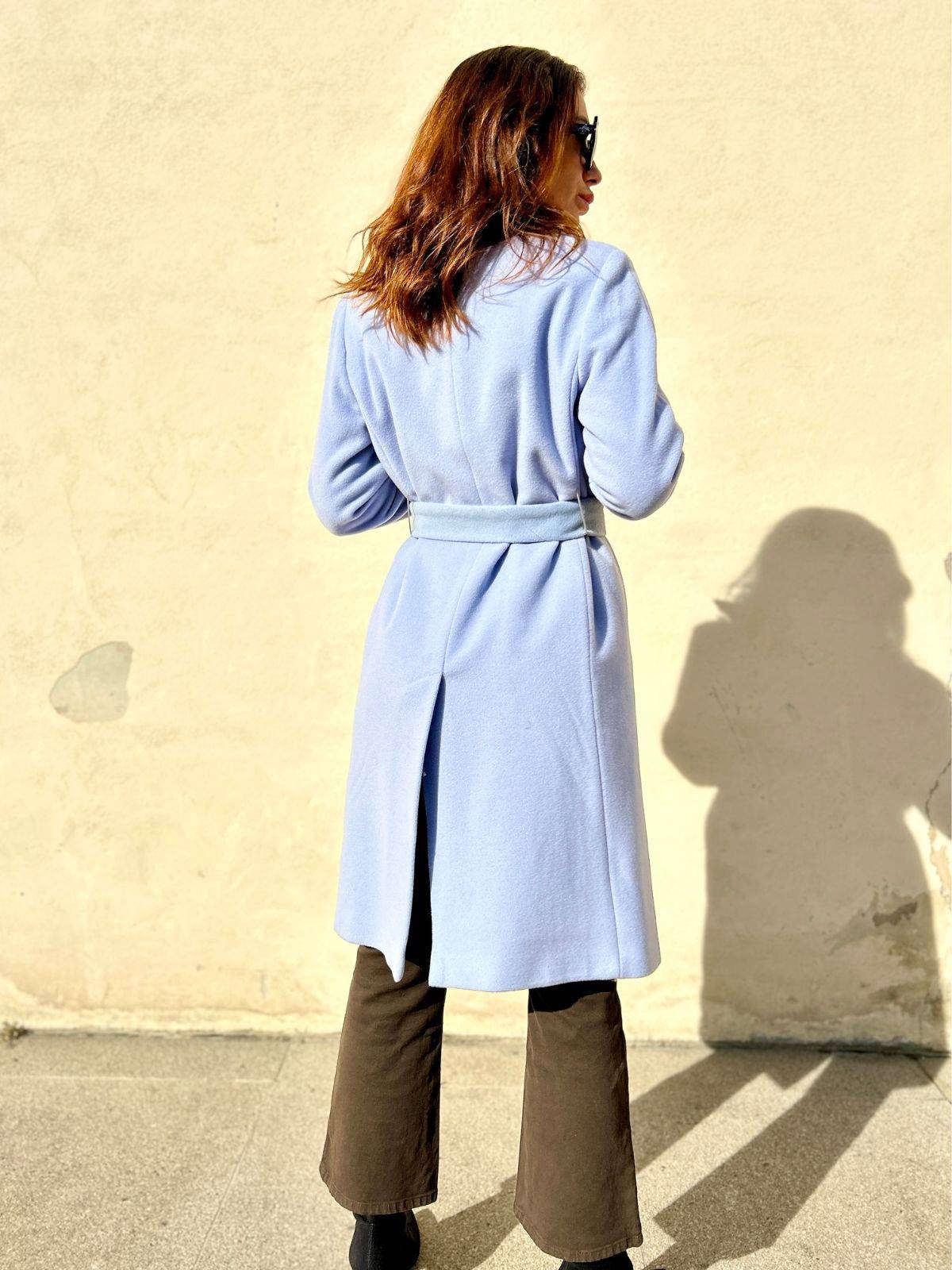 Cappotto sartoriale in lana azzurro