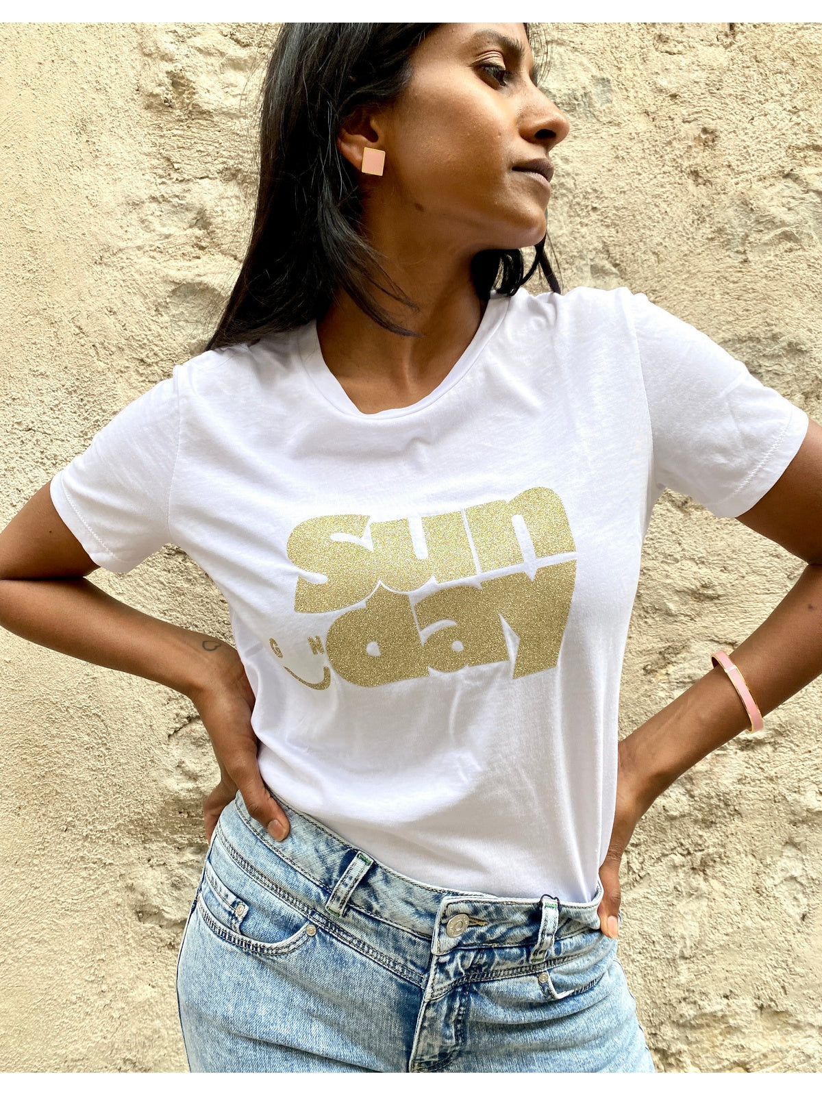 T-shirt stampa glitter &quot;Sun Day&quot;