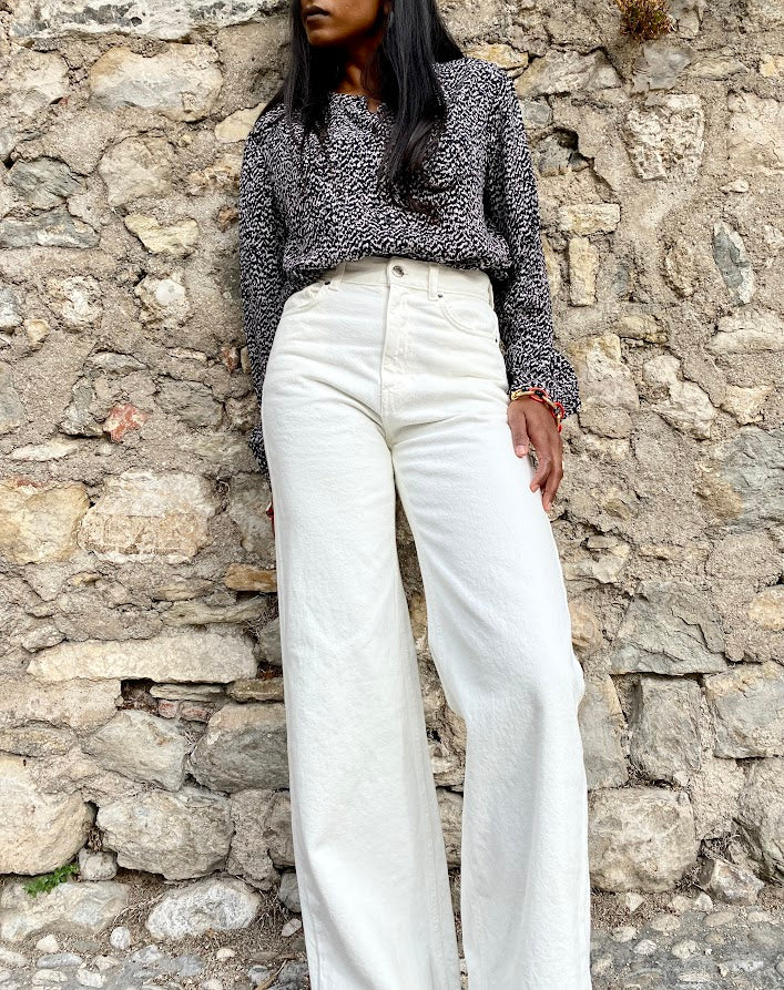 Jeans a palazzo bianco