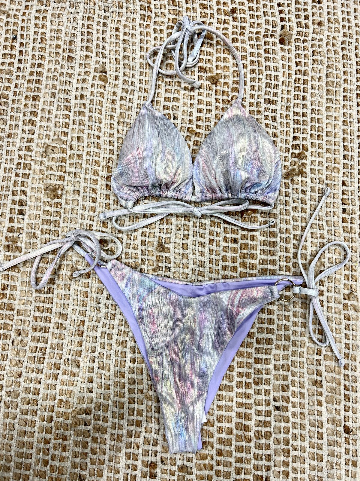 Bikini triangolo fluid argento donna